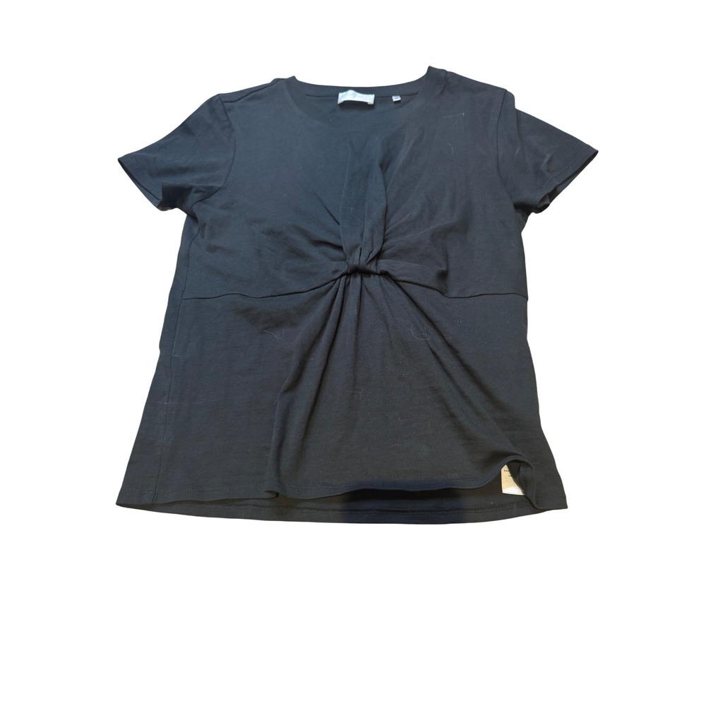 7 For All Mankind Black Twist Front Short Sleeve T Shirt Women's Size M